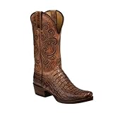 CrtTsks Herren Western Cowboy Stiefel aus Rindsleder Lederstiefel mit Gummisohle Biker Boots mit Reißverschluss Männer Stiefeletten,Braun,45 EU