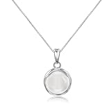 Candyfancy Halskette Silber 925 mit Anhänger, Damen Kette mit Weiß Mondstein Anhänger Silberkette Geschenk für Frauen Freundin