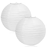2 STK 30cm Lampenschirm Papier Lampenschirm Rund Weiß Papier Laternen, Papier Lampions Weiß, Classic Papierlampion, Papierlampenschirm für Garten Hochzeit Geburtstage Party Dekoration
