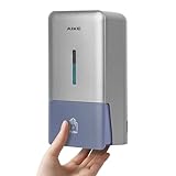AIKE AK1006 800ML Seifenspender Wandbefestigung Ohne Bohren, Manueller Wandseifenspender aus Kunststoff, Flüssigseifenspender für den öffentlichen Gebrauch, Silber Grau