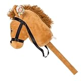 Generisch Steckenpferd Spielpferd Plüsch Hobby Horse braunes Pferd auf einem Stock für Kinder 85 cm