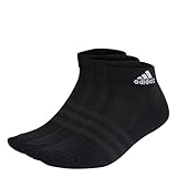 adidas Unisex Cushioned Sportswear Ankle Socks 3 Pairs, Black / White, 8.5-10