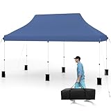 RELAX4LIFE Pavillon, Pop Up Faltpavillon 3x6m, Partyzelt Wasserabweisend & Stabil, Gartenzelt Höhenverstellbar, UV-Schutz 50+, Gartenpavillon Faltbar mit Tasche (Blau)