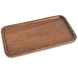 Holz Tablett Rechteckig, Rablett aus Akazienholz, Holztablett Rechteckig Deko, Holztablett Länglich, Serviertablett Holz Rechteckig, Dekorativ, für Kaffee, Dessert, Snack (Rechteckig)