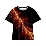 Fahrrad Trikot T-Shirt für Kleinkinder, Jungen Mädchen, modisch, cooles 3D-Druck-Shirt, Geschenk, trendiges Kinder-T-Shirt, Kinder-T-Shirt, lustiges Jugend-Shirt-Top Jungen Kurzarm (Orange, 6-7 Years)