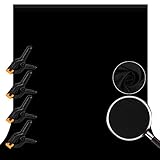 Fotohintergrund, 3x3m/9.8x9.8ft Schwarzer Stoff, Orthland Hintergrund Fotografie mit 4 Leimzwinge, Fotohintergrund Faltbarer für Fotostudio, Video, Modefotografie, Hochzeiten, Partys und Geburtstage