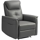 HOMCOM Relaxsessel, Fernsehsessel mit Liegefunktion, Taschenfederkern, gepolstert TV-Sessel mit Fußstütze, Seitentasche, Mikrofaser für Wohnzimmer, Schlafzimmer, Hellgrau