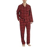 LNFINTDO Schlafanzug Herren Lang Baumwolle Winter Zweiteilige Kariert Pyjamas Flanell Pyjama mit Tasche Langarmshirt und Schlafanzughose für Männer