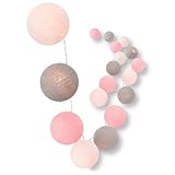 CREATIVECOTTON LED Lichterkette mit Cotton Balls inkl. Timer und Dimmer (20 Kugeln, Home Sweet Home)