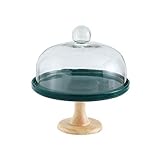 IUokLU Käseplattenabdeckungen Hotel-Obsttablett Desserttablett mit Holzsockel Bankett-Gebäckständer Glas-Salatglocke K Lebensmittel-Staubschutz 195/24/275 cm,27,5 * 27,5 * 28 cm