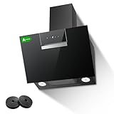 SNDOAS Dunstabzugshaube 60cm, 800 m³/h Saugkraft, A+++ Energieeffizienzklasse, 3 Stufen + Booster Touchscreen, Inkl. Aktivkohlefilter für Abluft/Umluft Betrieb, Wandhaube in Schwarz, YYWHG6