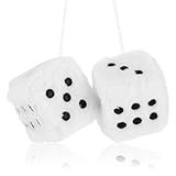 Plüschwürfel für Autos 1 Paar Retro Plüsch Würfel 6cm Quadratisch Auto Plüschwürfel Rückspiegel Hängende Würfel Auto Zubehör Autodekoration Fuzzy Plüsch Würfel Autospiegel Zubehör (Weiß)