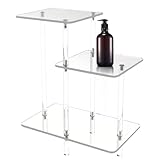 Nachttisch aus Acryl – Einrichtungsgegenstand für Innenräume | Tisch mit 3 Ablagen transparent für Bücher Wohnzimmer Schlafzimmer Eingang Telefon