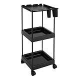 Friseurwagen Salon Bedienungswagen Rollwagen Rollbarer Salonwagen 3-stöckiger Aufbewahrungswagen max. 80 kg mit Rädern Ablageflächen für Friseursalons, Spa, Nagelstudios 40 * 38 * 88cm