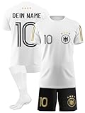 Shop4Fans Deutschland Fußballtrikot Personalisiert für Jungen & Mädchen – mit deinem Namen & Nummer – atmungsaktiv & leicht