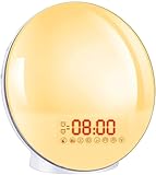 Tageslichtwecker ,Wake Up Light, Lichtwecker, Bawoo Sonnenaufgang Sonnenuntergang Wecker Radiowecker mit 7 Natürlichen Töne 20 Helligkeit 2 Alarmen Schlummerfunktion UKW-Radio für Erwachsene & Kinder