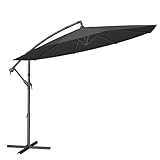 SONGMICS Sonnenschirm, Ampelschirm 300 cm d, mit Ständer, Sonnenschutz Balkon, Balkonschirm, UV-Schutz UPF 50+, mit Kurbel zum Öffnen und Schließen, für Terrasse, Garten, grau GPU116G01