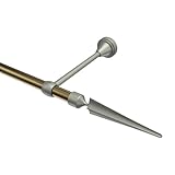 INTERDECO Vorhangstange 16 mm Ø/Landhaus Gardinenstange Messing Antik/Chrom matt Typ 10153924 AZA, 200 cm