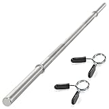 MAXXIVA® Langhantelstange - 120/140/160/180 cm, 30mm, bis 300kg, Stahl, Chrom, Federverschluss - Langhantel, Hantelstange, Langhantel-Stange, Bankdrücken (Silber, 160 cm)