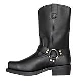 DJFOG Herren-Motorradstiefel mit quadratischer Zehenpartie, Westernstiefel zum Anziehen für Herren mit quadratischer Zehenpartie und seitlichem Reißverschluss,Schwarz,43