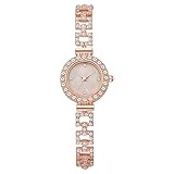 PUZYI Accessoires Luxuriöse Damen-Armbanduhr mit Diamant-Armband, hohles Edelstahlarmband, Quarz-Armbanduhr, Elegante Geschenke for Freundinnen und Ehefrauen Mode(Rose Gold)