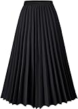 comefohome Rock Damen Sommer Midi Lang Röcke Hohe Taille Faltenrock Mädchen Sommerrock Schwarz Skirt L