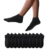 YouShow Sneaker Socken Herren Damen 10 Paar Kurze Halbsocken Quarter Baumwolle Unisex Schwarz,43-46