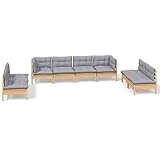 SKM 8-TLG. Garten-Lounge-Set mit Grauen Kissen Kiefer Massivholz, Weight: 90.2 kg, 3096231