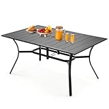 VEVOR Terrassentisch Gartentisch Balkontisch (1500 x 960 x 725 mm) aus Kohlenstoffstahl rechteckier Esstisch für Hof Terrasse Garten Veranda, wasserfest, mit 38 mm Schirmloch, 68 kg Tragkraft Schwarz
