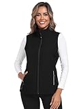 MoFiz Damen Weste Outdoor Leichte Armellose Fleece Jacke Winddichte Arbeitsweste mit Reißverschluss Schwarz 3XL