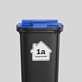 P4Print Mülltonnenaufkleber 15x12cm Personalisiert mit Straßenname und Hausnummer, Wasserfest, Selbstklebend, Bedruckte Matt Vinylaufkleber mit UV-Schutzlaminierung-Mülltonnen Aufkleber