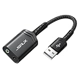 Externe USB Soundkarte, JSAUX Externe Soundkarte USB Audio Stereo Adapter Klinke USB Adapter Kompatibel mit Computer, Laptop, PS5, PS4, Windows, MAC-Schwarz