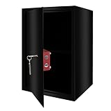 Aufun Tresor Möbeltresor mit Doppelbartschloss 35 x 50 x 31cm, große Safe Box für Zuhause, Tresor und Schließfach, Geldkoffer, Safe Geldschrank Boden-Wandtresor Wandsafe ink. Schlüssel, Schwarz