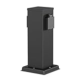 ledscom.de Garten Steckdosensäule Polly für außen, IP44, 2-Fach, Edelstahl, schwarz, eckig, 27 cm