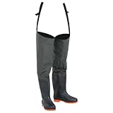 vidaXL Watstiefel, Hüftstiefel für Angler Landwirte, Anglerstiefel Wasserfest Verstellbar, Fischerstiefel Wathose, Dunkelgrün Gr. 42
