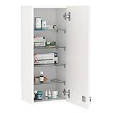 kleankin Medizinschrank Arzneischrank Wandschrank Hängeschrank mit Verstellbarer Ablage Erste-Hilfe-Kreuz abschließbar für Badezimmer Küche Flur E1-Spanplatte Weiß 30x20x70 cm