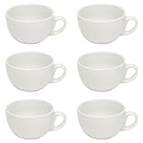 Gastro Spirit - 6er Milchkaffee-Tassen Set - Weiß, 350 ml, Porzellan, dickwandig, spülmaschinenfest, italienisches Design - 6-teiliges XL Cappuccino/Kaffee-Tassen Set