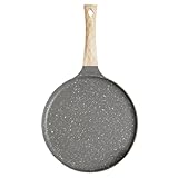 Angoily Aluminium Crepe Pfanne Antihaft Bratpfanne ohne Beschichtung Schnelles Gleichmäßiges Erhitzen für Eier Pfannkuchen Pizza Für Haushalt und Restaurant Geeignet