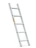 DRABEST PRO Serie Anlegeleiter Aluminium-Stufenleiter - 5 Stufen - mit Leiterhaken - Tragfähigkeit 150 kg - Anti-Rutsch-Füße, Leichtes Gewicht, korrosionsbeständig - EN131