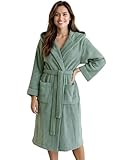 Morgenstern Bademantel Damen mit Kapuze 100% Baumwolle Frottee OEKO-TEX® Morgenmantel Marina Schilf-Grün Gr. S