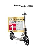 Six Degrees Aluminium Scooter mit Klappmechanismus u. Ständer, 205 mm, höhenverstellbar, GS-geprüft, grau, TESTSIEGER