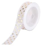 Organza-Geschenkband, Organzaband, 40 m lang, gepunktet, doppelseitig, mehrfarbig, for Hochzeiten, Partys, Weihnachten, DIY-Projekte(White)