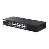 Tenda Switch 16 Port Gigabit LAN Switch (Plug-and-Play Ethernet Switch, Netzwerk Switch 19 Zoll Rack-Montage, Lüfterlos, Metallgehäuse, Schwarz) (TEG1016D)