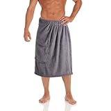 Chewtoyo Verstellbares Saunatuch, tragbares Badetuch für Herren, Saunatuch mit Tasche, Herren Herren Handtuch Handtuch mit Nylonverschlussbändern und elastischem Bund