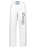BAY EDEL Stick Kickboxhose weiß mit silbergrauen Seitenstreifen Aufschrift Kickboxen Thaiboxhose lang Hose Kick-Boxen Thaiboxen Muay Thai Satinhose, Silber grau (L)