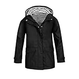 Regenjacke Kinder Wasserdicht Regenjacke Mädchen Wind Übergangsjacke Softshelljacke mit Kapuze Dünne Sportjacke Leichte Gefütterte Jacken Herbst Windjacke Winddicht Mantel (3-14 Jahre/Gr.110-160)