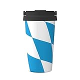 UFhgjjb Isolierter Kaffeebecher mit Bayerischer Flagge, 500 ml, doppellagiger Reisebecher für Auto, Büro, Zuhause, Teebecher