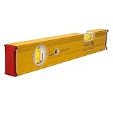 STABILA Magnet-Wasserwaage Type 80 ASM, 30 cm, verstärktes Alu-Profil, extrastarkes Seltenerd-Magnetsystem, 1 Horizontal und 1 Vertikal-Libelle, integrierte Rutsch-Stopper, Made in Germany, Gelb