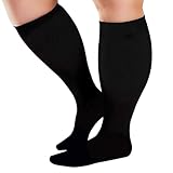 Kompressionsstrümpfe in Übergröße, extra breite Wadenstrümpfe, Übergröße, breite Waden, kniehohe Socken für Unterstützung, Schwarz , 4X-Large