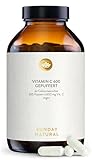 SUNDAY NATURAL® Vitamin C hochdosiert - 365 Kapseln - 1.200 mg Vitamin C gepuffert je Tagesdosis – Säurefreies Calciumascorbat – Magenschonend – Laborgeprüft, vegan, ohne unnötige Zusätze